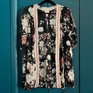 Knox Rose Open Front Floral Kimono